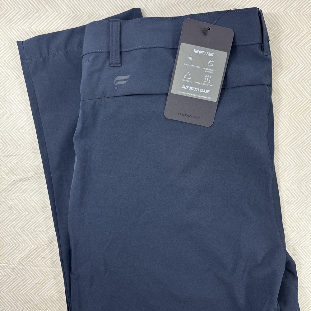 Fabletics Pants Men's 31x29 The Only Pant Slim Stretch Water Resistant‎ Navy NWT
